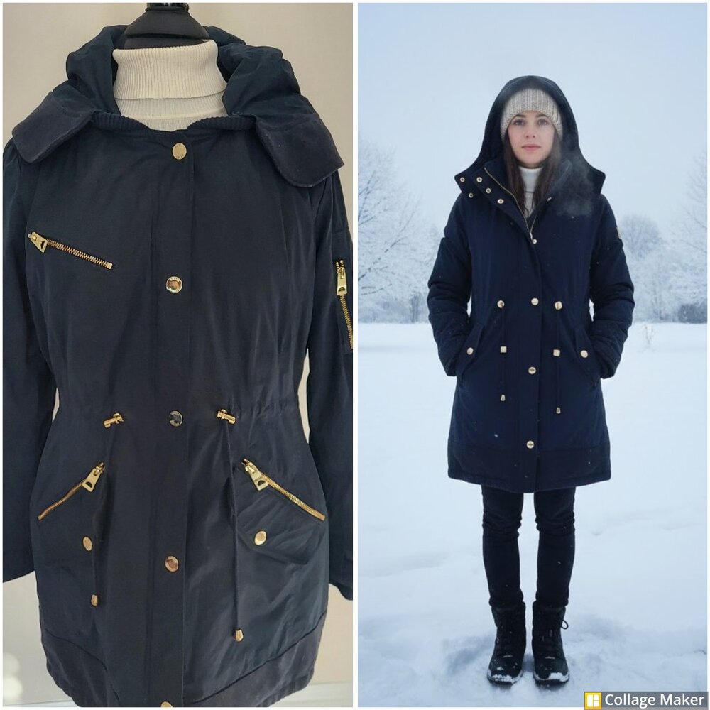 Jacket fall or winter by Guess. Shell 34% Cotton, 66% poly Lining Poly puffer